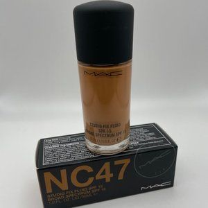 Mac Studio Fix Fluid Spf 15 NC27 Liquid Foundation New In Box 1oz